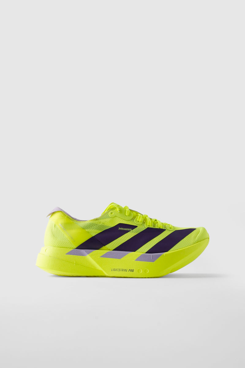 ADIZERO ADIOS PRO 4 M SOLAR YELLOW, AURORA PLUM ET POWDER PLUM
