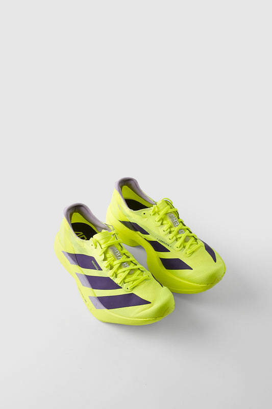 ADIZERO ADIOS PRO 4 M SOLAR YELLOW, AURORA PLUM ET POWDER PLUM