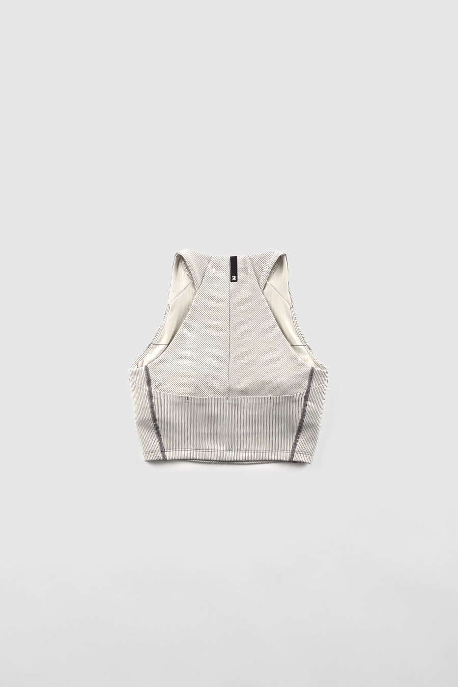 PLASTER AND SLATE STRIPED CADENCE™ ZIP FRONT RACE CROP